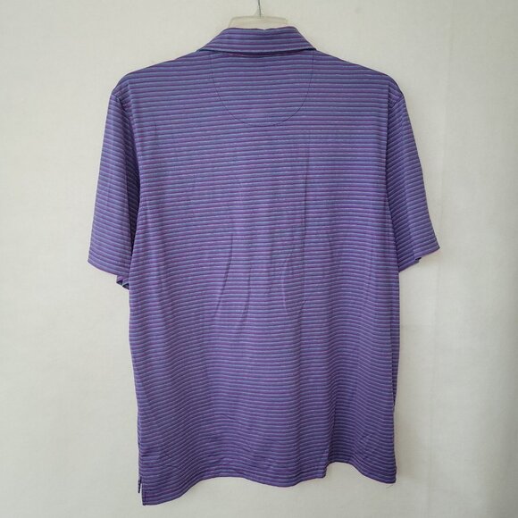 Straight Down Golf Polo Shirt Mens L Purple Stripe Whistling Straits Golf Course - Picture 9 of 12